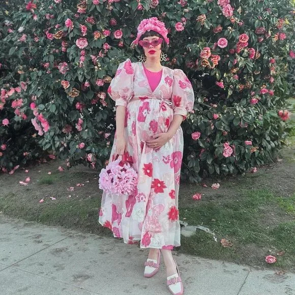 Sister Jane rare pink and red floral wrap dress size small - Picture 8 of 8